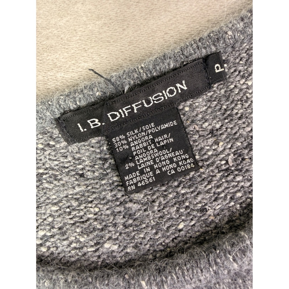 Vintage IB‎ Diffusion Gray Embellished Crane Sweater Women's Size P Silk Angora - Picture 3 of 10